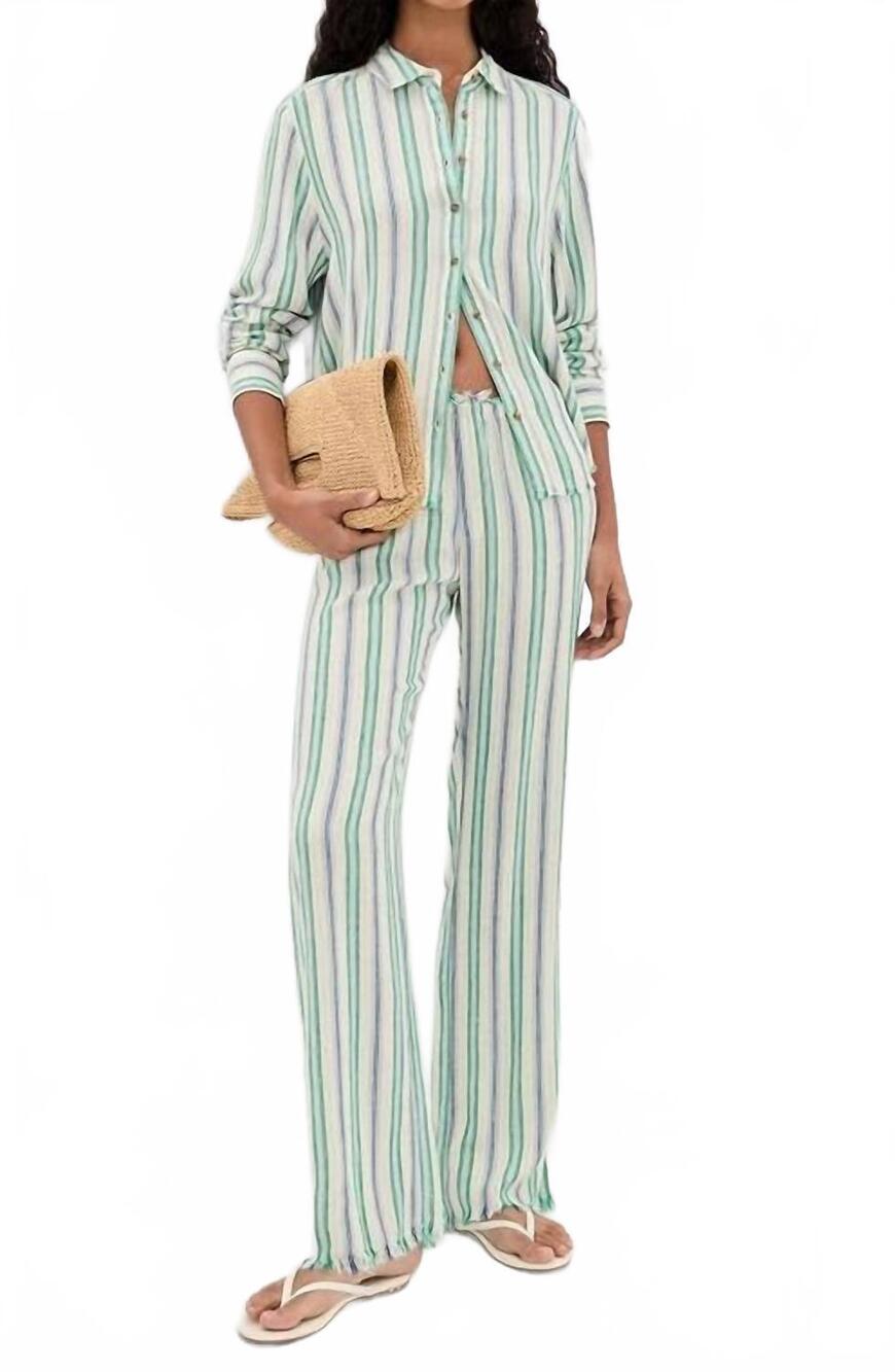 NEW XIRENA joseph pants in blue moss stripe